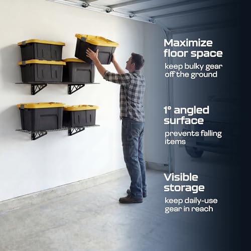 MonsterRax 12x36 Garage Wall Shelf 2-Pack, 300lb, Hammertone - color: Hammertone, size: 12"x36"