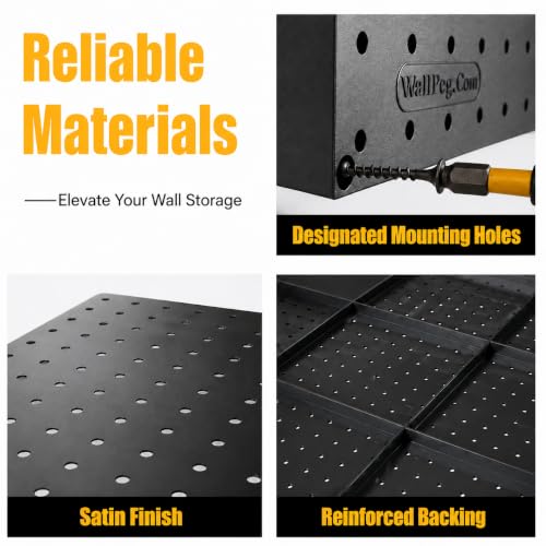 WallPeg Pegboard Kit - 4 Each 24"x16" Peg Board Panels - Made in USA - Mounted Size is 64" x 24" Pegboards Wall Organizer for Walls Home, Garage Tool Storage, Office Organization, Kitchen, Craft Room