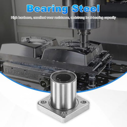 PATIKIL LMK12UU Linear Ball Bearings 12mm Bore Dia 21mm OD 32mm Long 4.5mm Hole, 4Pcs Round Flange Linear Motion Bushing Double Side Rubber Sealed Rod Liner Shaft for Machine 3D Printer - size: 12mm