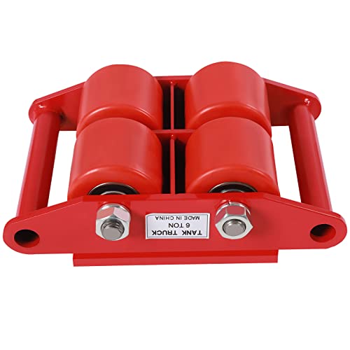 Machinery Mover, 6 Ton 360° Rotation Heavy Duty Dolly Skate Roller Trolley Cargo Moving Tool 4 Rollers with Handle