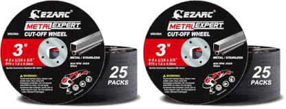 EZARC Metal Cut Off Wheels 3 x 1/16 x 3/8-Inch, 50-Pack - size: 25PCS 3” x 1/16” x 3/8” (Pack of 2)