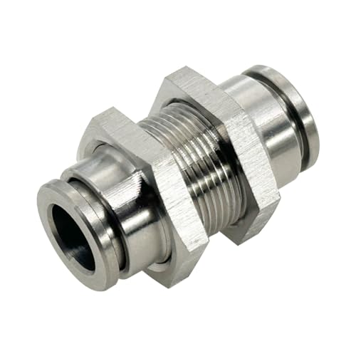2Pcs Bulkhead Union 3/8" x 3/8" Tube OD Push to Connect Tube Fitting - size: 3/8" OD
