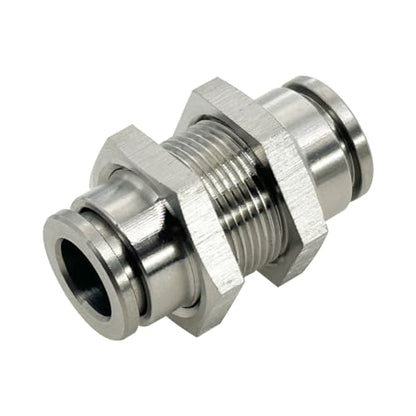 2Pcs Bulkhead Union 3/8" x 3/8" Tube OD Push to Connect Tube Fitting - size: 3/8" OD