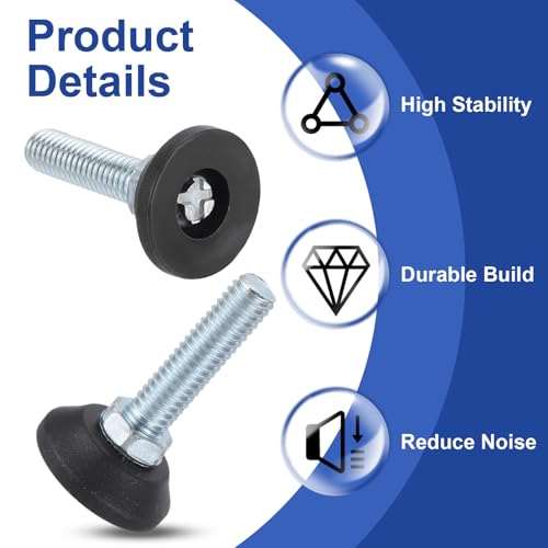 uxcell 5/16"-18 Thread Furniture Feet Levelers, 4Pcs, 25mm, Black - size: 5/16"-18 25mm