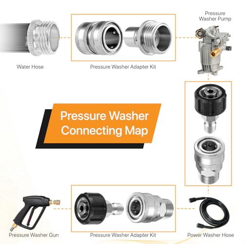 Twinkle Star Pressure Washer Adapter Set, Stainless Steel, 8 Sets - color: Stainless Steel, size: 8 Sets
