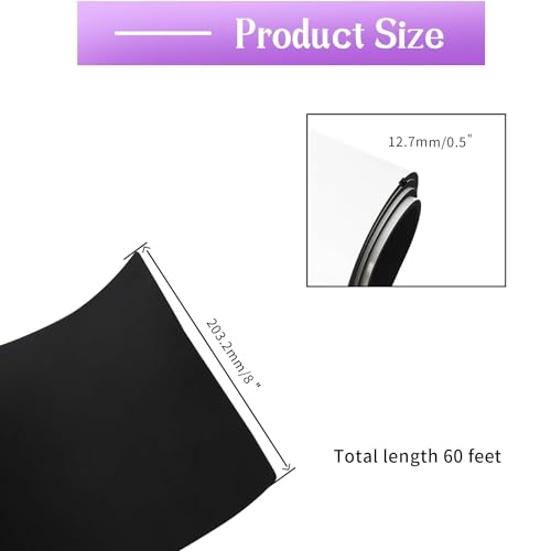Foam Sheet with Adhesive - 60" x 8" x 1/2" (L*W*T), Black Closed Cell Neoprene Cushion Mat EVA Foam Insulation Padding Soundproof Sheet Roll for Cabinet, DIY Project - color: Black, size: 60" x 8" x 1/2"