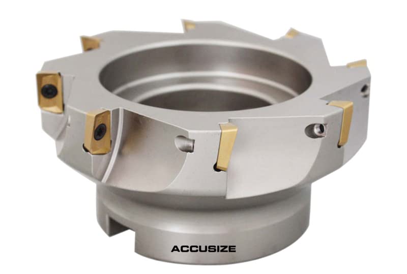 Accusize Industrial Tools 5'' by 1-1/2'' 90 Deg Square Shoulder Indexable Face Mill with 8 Pcs Apkt1604 Inserts Installed, 4508-0022b - size: 5 in, style: no holder