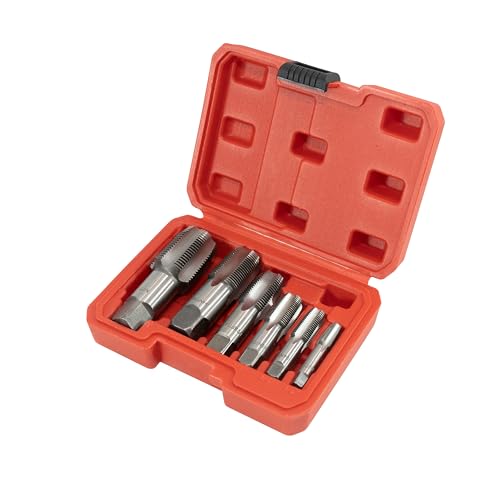 HFS(R) 6-piece NPT pipe tap set Machine Screw Imperial Tap and Die Bit Set, sizes includes 1", 3/4", 1/2", 3/8", 1/4", and 1/8" - size: 6PCS:1", 3/4",1/2",3/8",1/4",1/8"