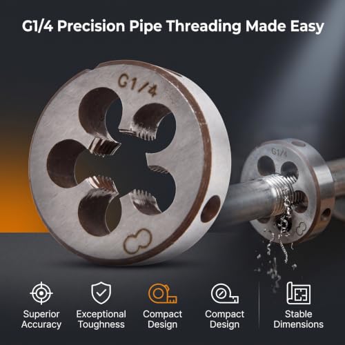 Fafeicy Thread Die G1/4, 38mm Outer Diameter with 5 Chip Holes