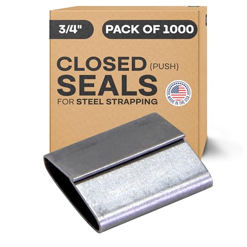 IDL Packaging Closed (Push Type) Seals for 3/4" Strap Width Steel Strapping (Pack of 1000) - Superior Holding Power - Sturdy Metal Clips for Reliable Securing of Packaging Banding - color: Closed (Push), size: 3/4"