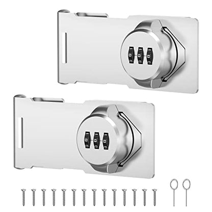 Cabinet Locks with Combination, Hasp Locks, 2 Packs Silver - color: 2 Packs Silver