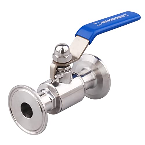 DERNORD 1.5" Tri-Clamp Ball Valve Stainless Steel 304,PTFE Lined. (3/4 inch Tube OD) - size: 3/4 inch Tube OD