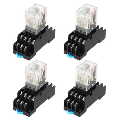 MECCANIXITY 4 Set DC24V Electromagnetic Relay 14-Pin 5A DPDT 4NC 4NO