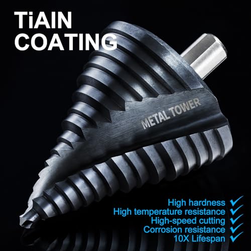 GRENPRO M35 Cobalt Step Drill Bit, 1/4"-2-1/2", TiAlN, 1/2" Shank - size: 1/4" - 2-1/2"