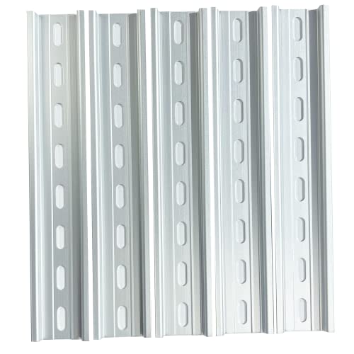 International Connector T&G 5 Pieces DIN Rail Slotted Aluminum RoHS 35mm Wide 7.5mm High (8") - size: 8"