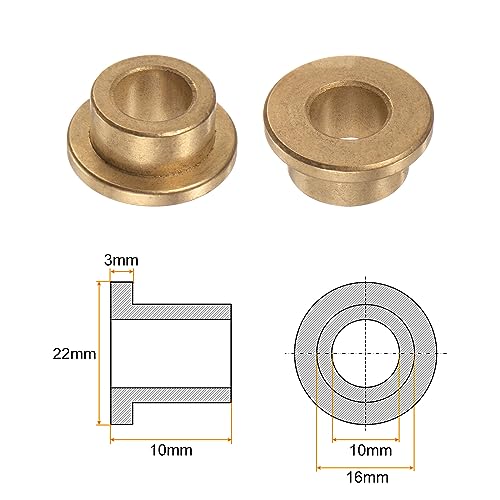 HARFINGTON 8pcs Flange Bearing Sleeve 10mm Bore 16mm OD 10mm Length 3mm Flange Thickness Bronze Bushing Self Lubricating Bushings Sleeve for Industrial Equipment - size: 10mm x 16mm x 10mm