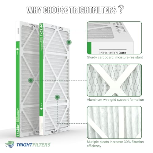 TRIGHTFILTERS 14x25x1 Air Filter 4 Pack, MERV 8 Filter Replacement - size: 14x25x1-4pack