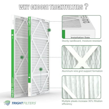 TRIGHTFILTERS 14x25x1 Air Filter 4 Pack, MERV 8 Filter Replacement - size: 14x25x1-4pack
