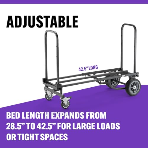 On-Stage UTC2200 Utility Cart (Rolling Dolly Handcart, Heavy-Duty Transportation, 485 Pound Weight Capacity, Load in and Load Out Equipment, Adjustable Length, Folding Handles, Locking Casters)