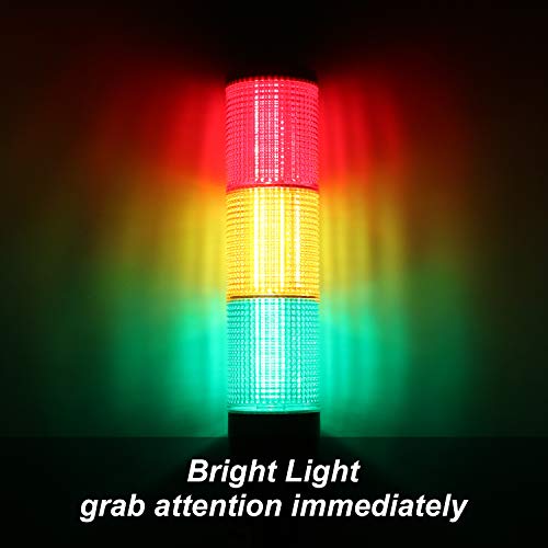 Tower Stack Lights, Industrial Warning Signal Lights Tower Lamps Column, Factory Workshop Safety RGB Signal Indicator, LED Andon Lights (110V, 3 Tiers, with Sound) - size: AC 110V, style: 3-Layer + Buzzer