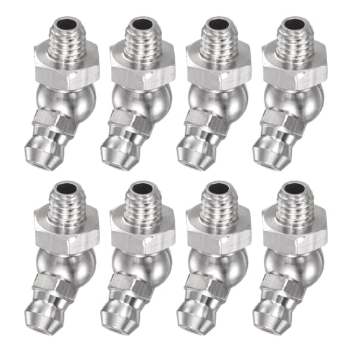 HARFINGTON 8pcs 304 Stainless Steel 45 Degree Grease Fitting M6x1mm Metric Thread Hydraulic Grease Nipple Accessories for Car - size: M6x1