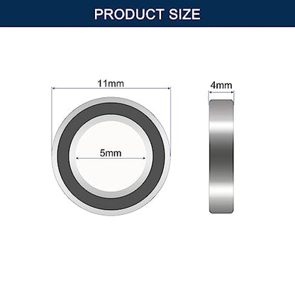 MR115-2RS Deep Groove Ball Bearings, ID 5mm x OD 11mm x Width 4mm Miniature Bearings, Double Rubber Sealed Ball Bearing Pre-Lubricated Chrome Steel Z2 Lever 10pcs - size: MR115-2RS 5x11x4mm