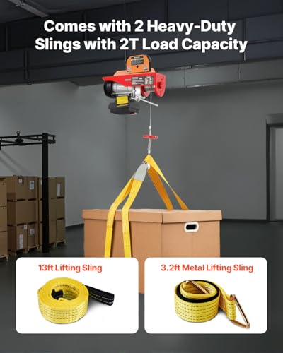 VEVOR Electric Hoist with Wireless Remote Control, 110v 440lbs Electric Hoist with Remote Control, 40ft/20ft Lifting Height Motor, for Garage Warehouse Factory - size: 440lbs
