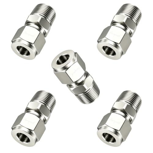 1/2 Compression Fitting, Stainless Steel 304 Tube Fittings,5 Pcs - size: NPT1/2-1/2" O.D.5pcs
