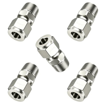 1/2 Compression Fitting, Stainless Steel 304 Tube Fittings,5 Pcs - size: NPT1/2-1/2" O.D.5pcs