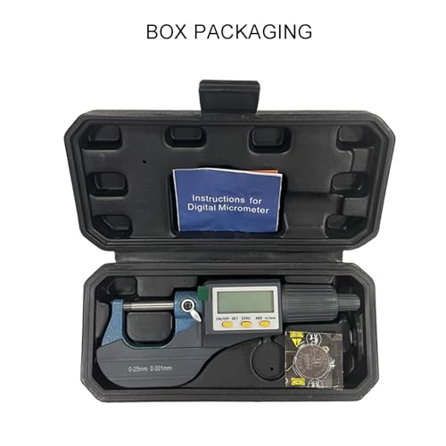 Digital Outside Micrometer, MFQNENLK Digital Electronic Display Micrometer 0-1"/0-25mm, Professional Inch/Metric Measuring Tool 0.00005"/0.001 mm, with Protective Case & Battery