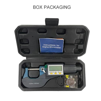 Digital Outside Micrometer, MFQNENLK Digital Electronic Display Micrometer 0-1"/0-25mm, Professional Inch/Metric Measuring Tool 0.00005"/0.001 mm, with Protective Case & Battery