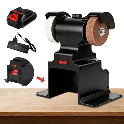 GLXX Mini Bench Grinder with 2 Wheels 250W Electric Multi Functional Bench Grinder 0-6000 RPM Heavy Duty Pure Copper Motor for Workshop Home Garage Metalworking Polishing Rust Removal (Black) - color: Black