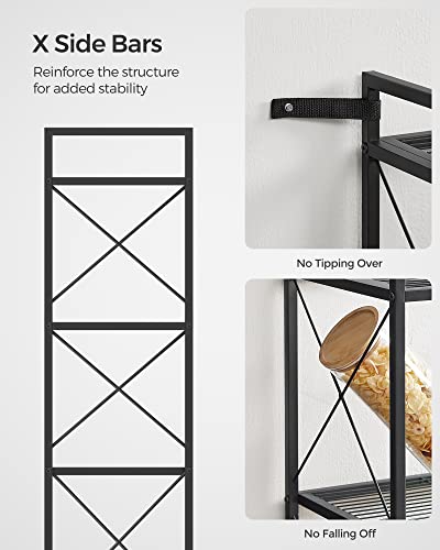 SONGMICS 5-Tier Steel Storage Rack, Shelving Unit with X Side Frames - color: Black, size: 5 Tiers (23.6"W)