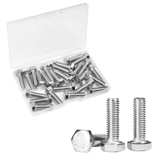 25 Pcs M6 Hex Bolts M6-1.0 x 20mm Hex Head Screw Bolt - size: M6-1.0 x 20mm