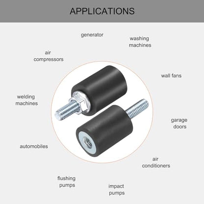 uxcell 6pcs M5x15mm Rubber Isolator Mounts with Studs 15x20mm - size: VD-D15*H20, M5*15
