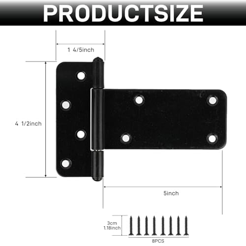 2 Pack 5” Heavy Duty Gate Hinges,260 Lbs Capacity Black Door Hinges - size: 5 inches - 2 Pack