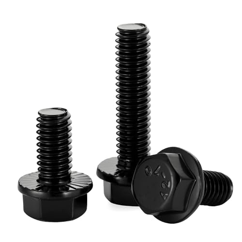 5/16-18 x 1" Flange Hex Head Bolts, Stainless Steel 304 Black Finish, Fully Threaded, 25 PCS - color: Black, size: 5/16-18 x 1"