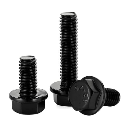 1/4-20 x 1/2" Flange Hex Head Bolts, Stainless Steel 304 Black Finish, Fully Threaded, 25 PCS - color: Black, size: 1/4-20 x 1/2"