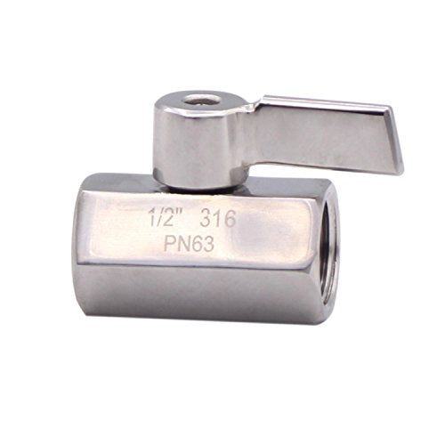 DERNORD Mini Ball Valve 1/2 Inch NPT Thread Female with Stainless Steel 304 Handle(Pack of 2) - size: 1/2 Inch, style: Pack of 2