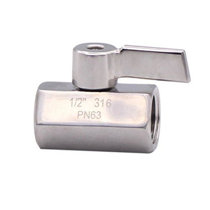 DERNORD Mini Ball Valve 1/2 Inch NPT Thread Female with Stainless Steel 304 Handle(Pack of 2) - size: 1/2 Inch, style: Pack of 2