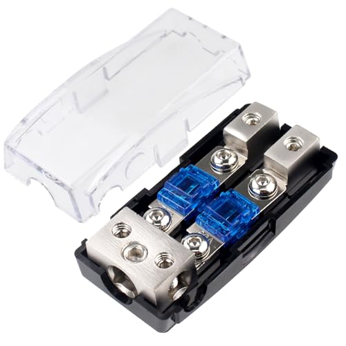 ZOOKOTO 2 Way Zinc Alloy AFS Distribution Block with 60A Mini ANL Fuse for Car Audio Fuse Holder 60AMP (1X0GA+2X4GA IN,2X4/8GA OUT) - size: 2 Way 60A