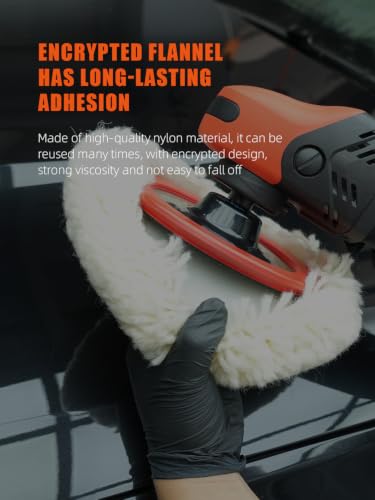 SPTA Wool Polishing Pads, 8"(200mm) 100% Natural Wool Buffing Pad with Hook & Loop Backing 4pcs Set Come with 5/8-11 Thread Backing Plate for Car Polishing, Buffing and Cutting - size: 8inch (200mm) Sets