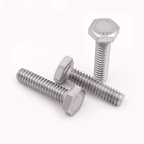 KINJOEK 100 Pieces 1/4-20 x 1-1/2 Inch Stainless Steel Hex Bolts, Hex Head Cap Screw Bolts, 18-8 304 S/S Fully Threaded Hexagon Bolts Fastener - size: 1/4-20 x 1-1/2 Inch