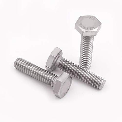 KINJOEK 100 Pieces 1/4-20 x 1-1/2 Inch Stainless Steel Hex Bolts, Hex Head Cap Screw Bolts, 18-8 304 S/S Fully Threaded Hexagon Bolts Fastener - size: 1/4-20 x 1-1/2 Inch