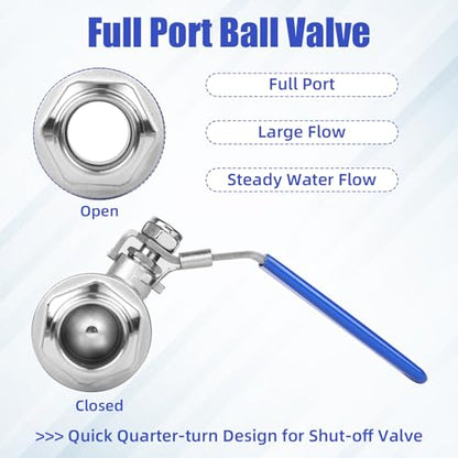 YADIAN 4 Pack Full Port Ball Valve 1/2 Inch - NPT Male x Female 304 Stainless Steel Heavy Duty Shut Off Valve with Locking Device for Water, Oil, and Gas, 1000WOG (1/2'' NPT, Pack of 4) - size: 1/2''