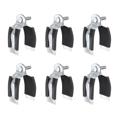 HARFINGTON 6pcs Rubber Cushion Strut Clamp 1-8/9" Universal Carbon Steel Strut Clamps with Bolt and Nut for Copper PEX Pipes CVPC Tubing, Silver Black - size: 1-8/9"