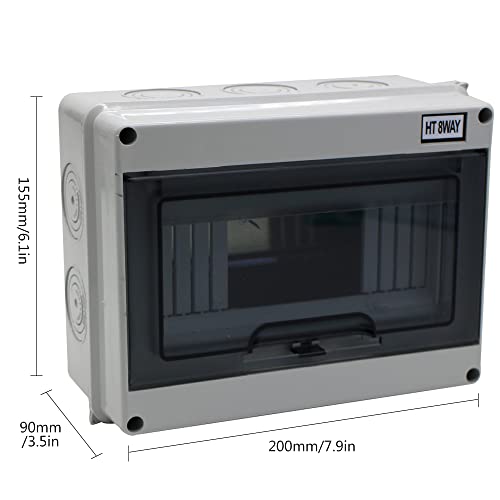 MAKERELE Distribution Protection Box with DIN Rail IP65 ABS 8 Way - size: 8WAY-200mmx155mmx92mm