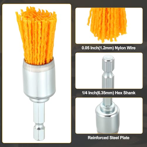 DTGN 8 Pcs Wire Wheel Cup Pen Brush Set for Drill with 1/4 Inch Hex Shank