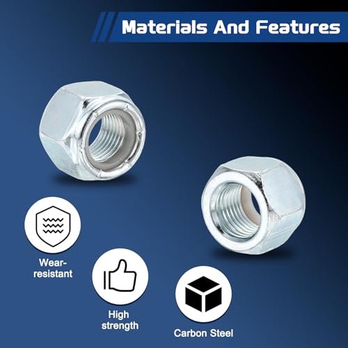 5Pcs 5/8"-18 Nylon Locking Hex Nuts CarbonSteel Blue and White - color: Blue and Whtie, size: 5/8"-18