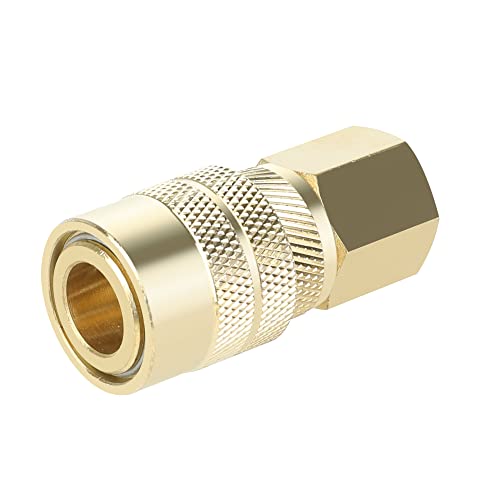 Brass Air Coupler, 1/4 Inch Body Size, 3/8 Inch NPT Female Threads Size, Industrial M-Type, 1 Piece Air Compressor Hose Fitting - size: 1PC 3/8 FNPT